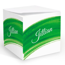 Green Watercolor Memo Cube