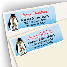 Happy Holiday Penguin Address Labels