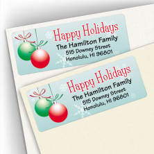 Happy Holidays Bulbs Snowflakes Address Labels
