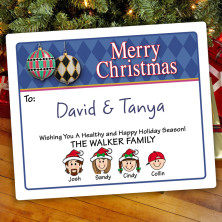 Harlequin Ornaments Holiday Gift Label