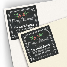 Holly Chalkboard Square Address Labels