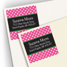 Hot Pink Polka Dots Square Address Labels