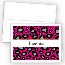 Hot Pink Snow Leopard Thank You Cards