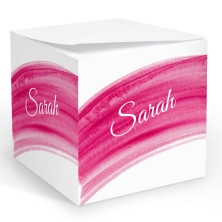 Hot Pink Watercolor Memo Cube
