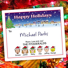 Ice Skating Holiday Gift Label