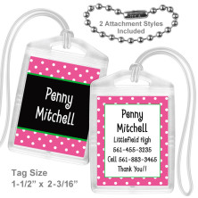 Magenta Polka Dots Mini Bag Tag