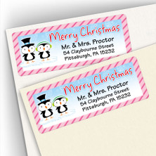 Merry Christmas Penguin Couple Address Labels