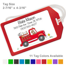 Monkey Fire Truck Luggage Tag
