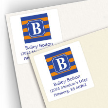 Monogram Square Address Labels School Colors 1