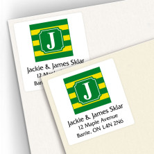 Monogram Square Address Labels School Colors 10
