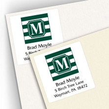 Monogram Square Address Labels School Colors 12