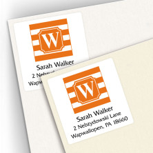 Monogram Square Address Labels School Colors 15