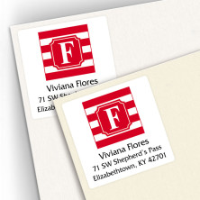 Monogram Square Address Labels School Colors 6