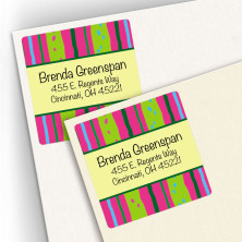 Neon Stripes Square Address Labels