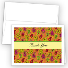 Orange Paisley Thank You Cards