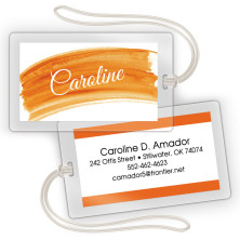 Orange Watercolor Laminated Bag Tags
