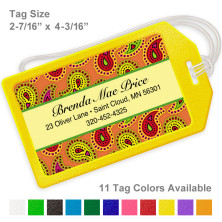 Paisley on Orange Luggage Tag