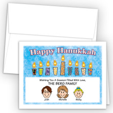 Pattern Candles 2 Happy Hanukkah Holiday Fold Note Head