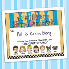 Pattern Candles Hanukkah Gift Label