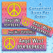 Peace Sign Waterproof Name Labels For Kids