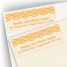 Peach Woodblock Pattern Address Labels