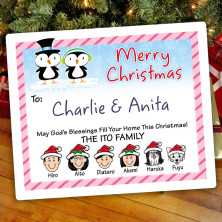 Penguin Couple Christmas Gift Label
