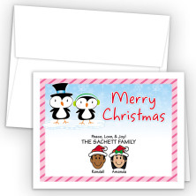 Penquin Couple Merry Christmas Holiday Fold Note Head