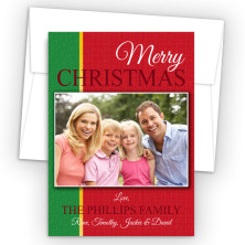 Photo Upload Linen Holiday Card