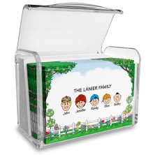 Picket Fence Family Note Card Set with Acrylic Holder
