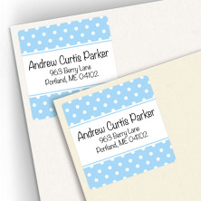 Polka Dots Baby Blue Square Address Labels