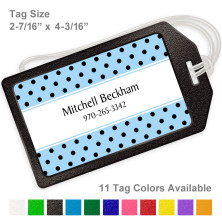 Polka Dots Black on Baby Blue Luggage Tag