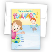 Pool Party Fill-In Birthday Party Invitations