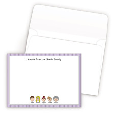 Purple Stripes Bordered Family Correspondence Card