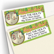 Happy New Year Clock Address Labels