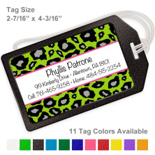 Snow Leopard Lime Green Luggage Tag