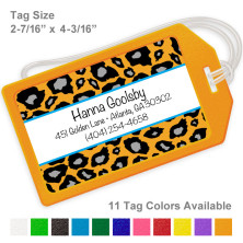 Snow Leopard Orange Luggage Tag