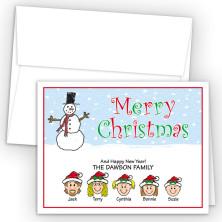 Snowman 3 Merry Christmas Holiday Fold Note Head