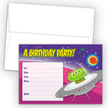 Space Ship Fill-In Birthday Party Invitations