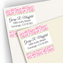 Pink Paisley Square Address Labels