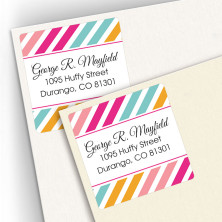 Diagonal Stripes 1 Square Address Labels
