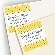 Gold Stripes Square Address Labels