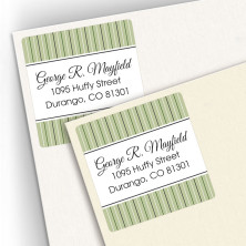Green Stripes Square Address Labels