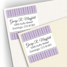 Purple Stripes Square Address Labels