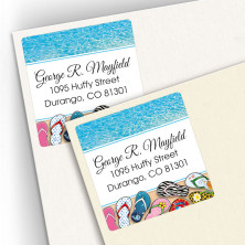 Beach Flip Flops Square Address Labels