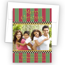 Stripes and Checks Photo Upload Holiday Card