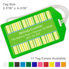 Stripes Random Lime Green Luggage Tag