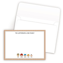 Tan Stripes Bordered Family Correspondence Card