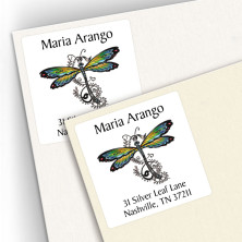 Tattoo Dragonfly Square Address Labels