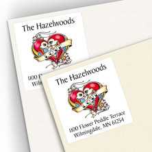 Tattoo Lovebirds Square Address Labels