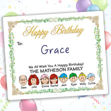 Vines Happy Birthday Gift Label